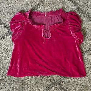 Free People Velvet Fuchsia Blouse